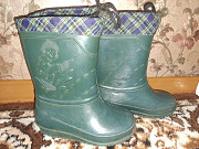 Сапожки резиновые, р.26 (по стельке 16.5см), зеленые, б.у
