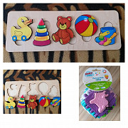 Пазл-рамка Игрушки и Логический куб, новые-2шт: