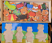 Рамка-вкладыш 4 Медведя, деревянная, новая, 3+