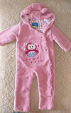 Комбинезон c капюшоном розовый, р.56 (1-3мес), б.у